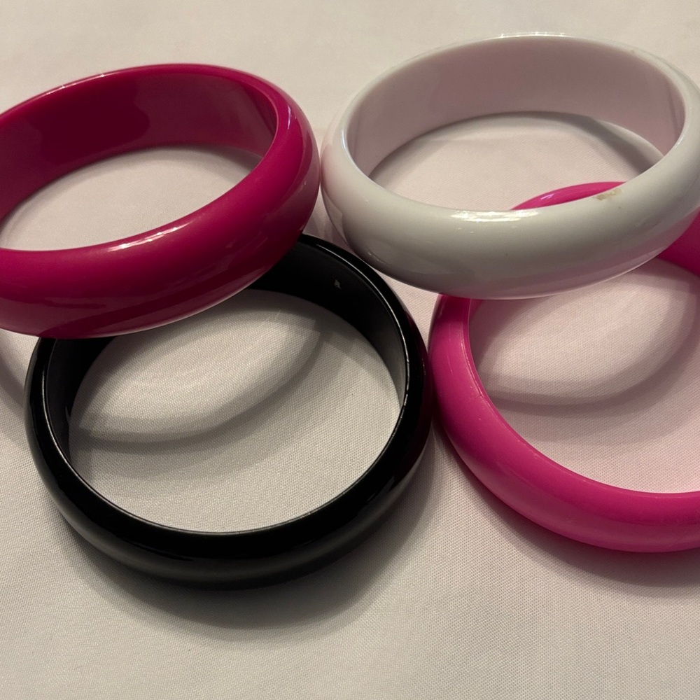 Vibrant Pink, Black, and White Bangles